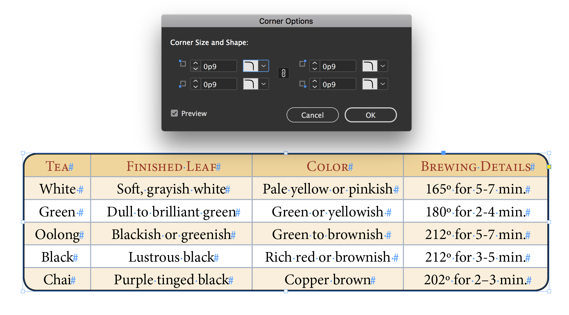 Adobe Indesign How To Round The Corners Of A Table Rocky Mountain