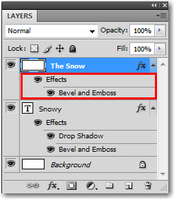 Adobe Photoshop: Add Bevel and Emboss to the snow.