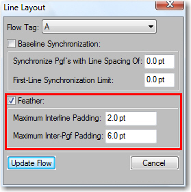 Adobe FrameMaker: Line Layout dialog box