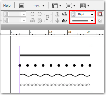 Adobe InDesign: Stroke Type menu in the Control Panel