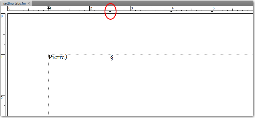 Adobe FrameMaker: Add a tab under the ruler