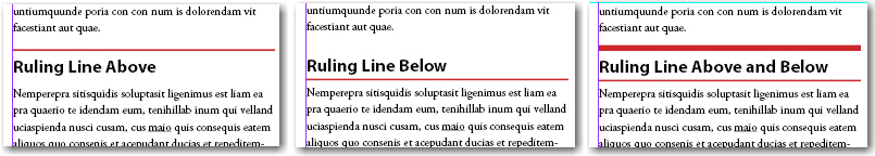 Adobe InDesign: Ruling Lines above, below and both