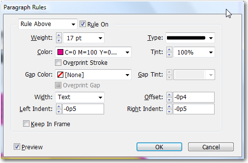 Adobe InDesign: Reverse Head with Rounded Endcaps