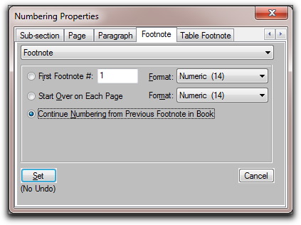 Adobe FrameMaker: Footnote numbering