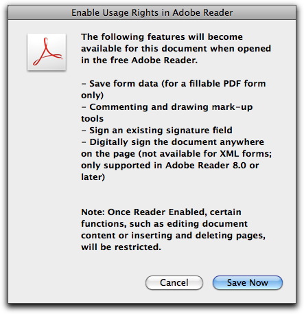 Adobe Acrobat 9: Enable Usage Rights in Adobe Reader