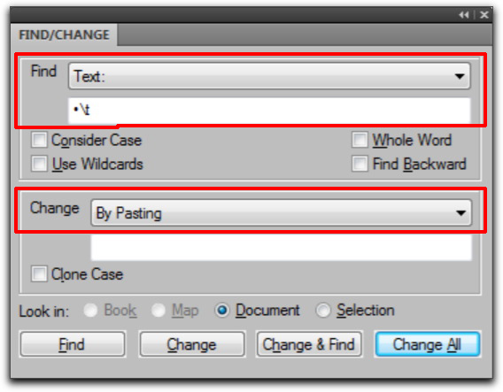 Adobe FrameMaker: Find/Change By Pasting
