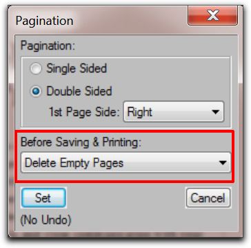 Adobe FrameMaker: Delete empty pages before saving & printing