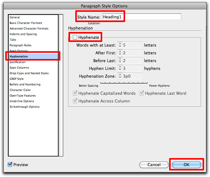 how to remove auto hyphenation in word