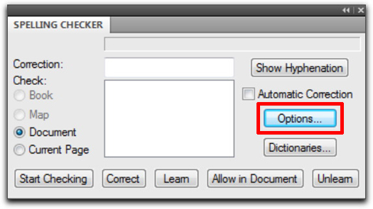 Adobe FrameMaker 10: Edit > Spelling Checker dialog box
