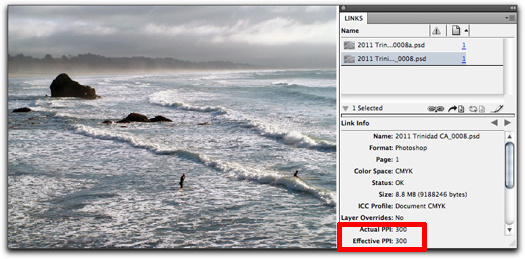 Adobe InDesign: Viewing the Actual Resolution of an image in the LInks panel