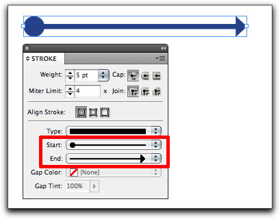 Adobe InDesign: Set the arrowhead and/or tail in the Stroke panel.