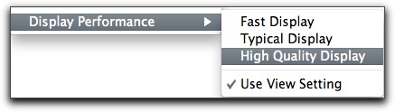 Adobe InDesign: Display Performance options in the Object menu.