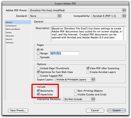 Adobe InDesign: Include Bookmarks & Hyperlinks