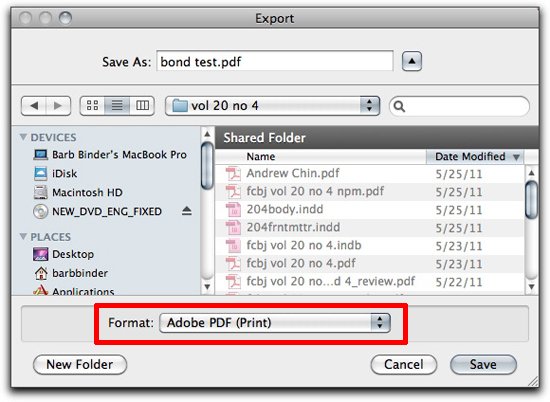 Adobe InDesign: File Menu, Export & Adobe PDF (Print) to create a print-intent PDF.