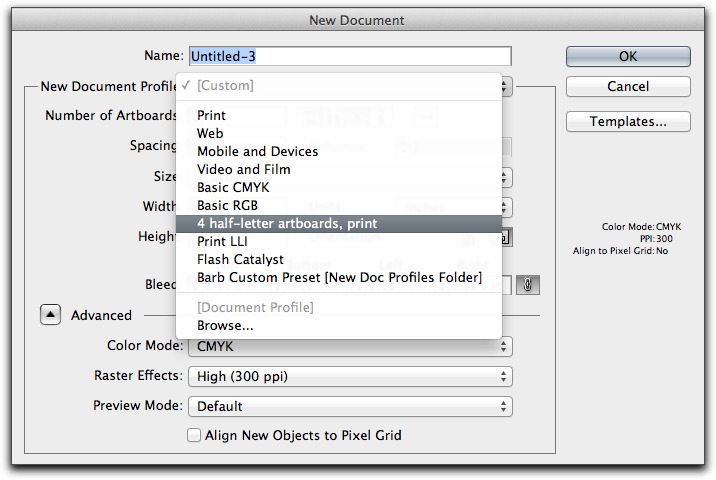 Adobe Illustrator CS5: Custom Document Profiles