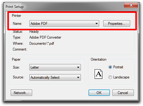 Adobe FrameMaker: Set PDF Printer Properties