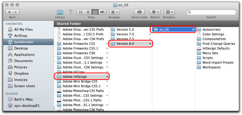 Adobe InDesign CS6: Select your language folder.
