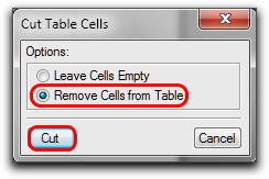Adobe FrameMaker: Remove cells from table