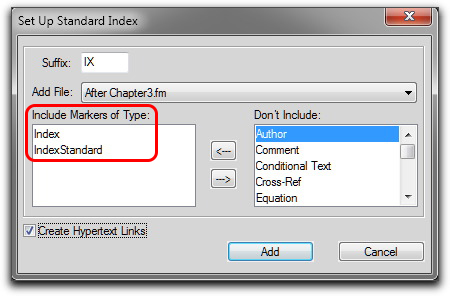 Adobe FrameMaker: Calling both index markers into the index