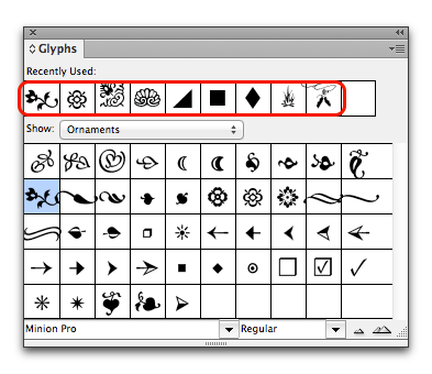 Use the Glyphs panel to insert glyphs and special characters in Adobe  InDesign