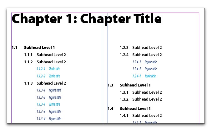 Adobe Indesign Numbering Chapters Subheads Tables Figures Rocky