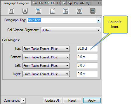 Adobe FrameMaker: Controlling table spacing in FrameMaker