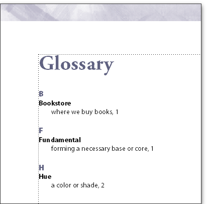 Adobe FrameMaker: Format a glossary list like any alphabetized index